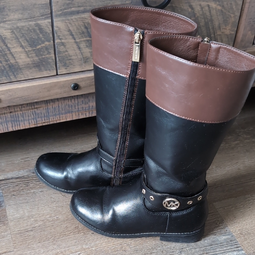 Kids Michael Kors Two-Tone Leather Boots